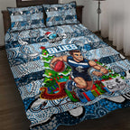Blues Football Merry Christmas Quilt Bed Set Indigenous Australian Art