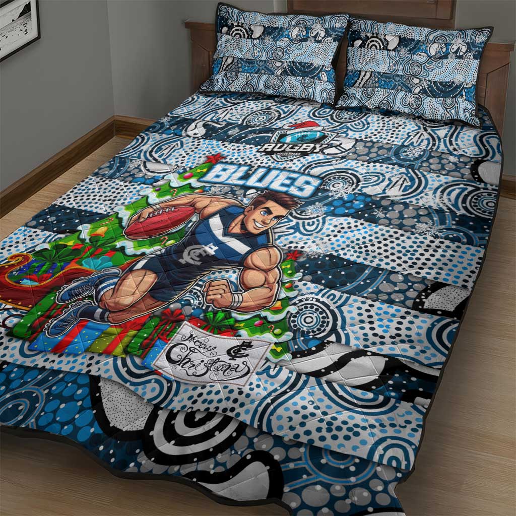 Blues Football Merry Christmas Quilt Bed Set Indigenous Australian Art