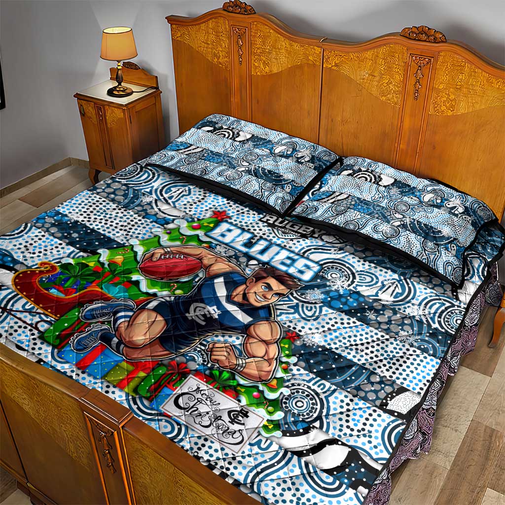Blues Football Merry Christmas Quilt Bed Set Indigenous Australian Art
