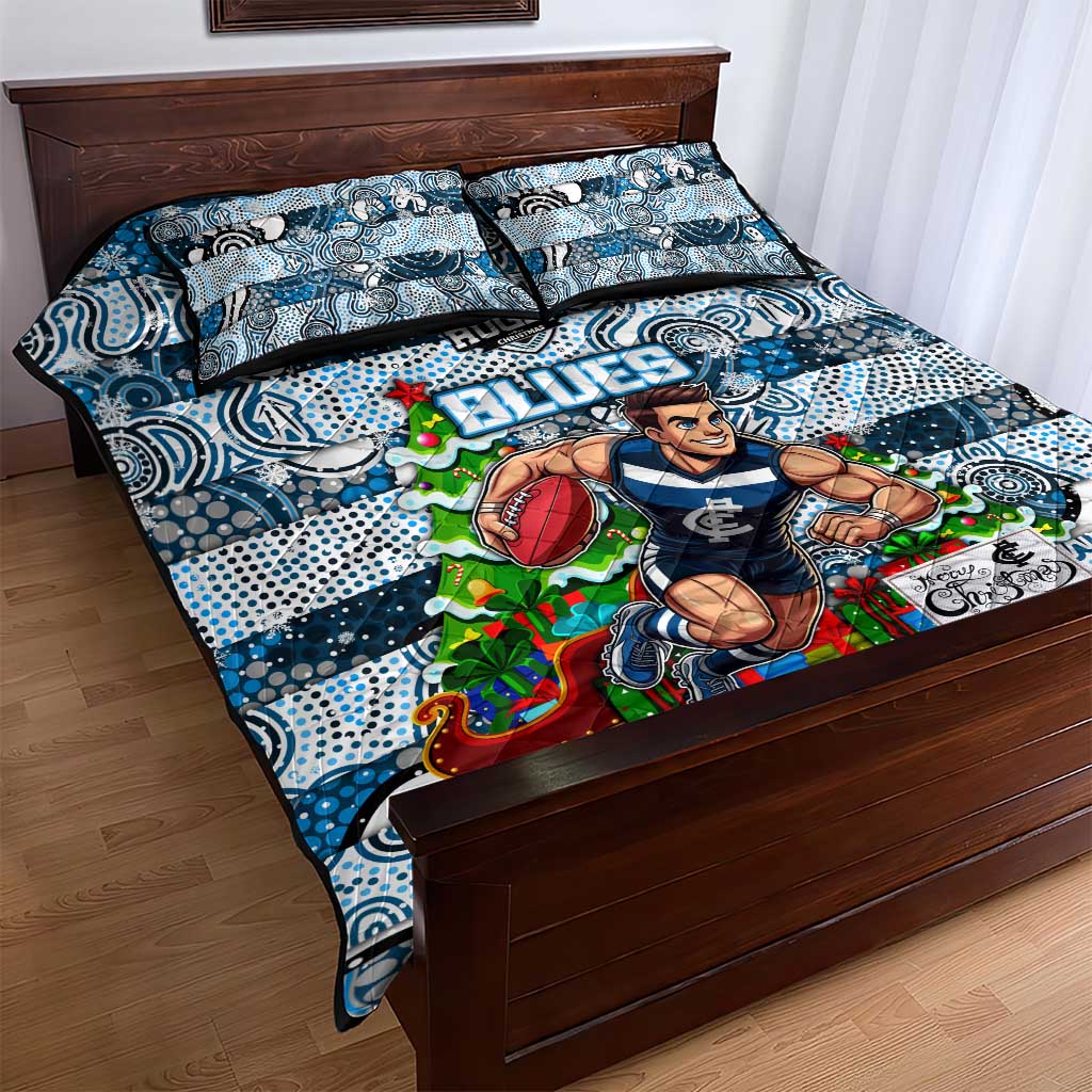 Blues Football Merry Christmas Quilt Bed Set Indigenous Australian Art
