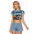 Custom Blues Rugby Merry Christmas Raglan Cropped T Shirt Indigenous Australian Art