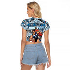 Custom Blues Rugby Merry Christmas Raglan Cropped T Shirt Indigenous Australian Art