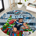 Blues Football Merry Christmas Round Carpet Indigenous Australian Art