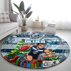 Blues Football Merry Christmas Round Carpet Indigenous Australian Art
