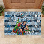 Blues Football Merry Christmas Rubber Doormat Indigenous Australian Art