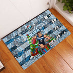 Blues Football Merry Christmas Rubber Doormat Indigenous Australian Art