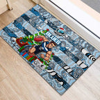 Blues Football Merry Christmas Rubber Doormat Indigenous Australian Art