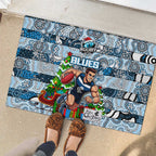 Blues Football Merry Christmas Rubber Doormat Indigenous Australian Art
