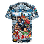 Custom Blues Rugby Merry Christmas Rugby Jersey Indigenous Australian Art