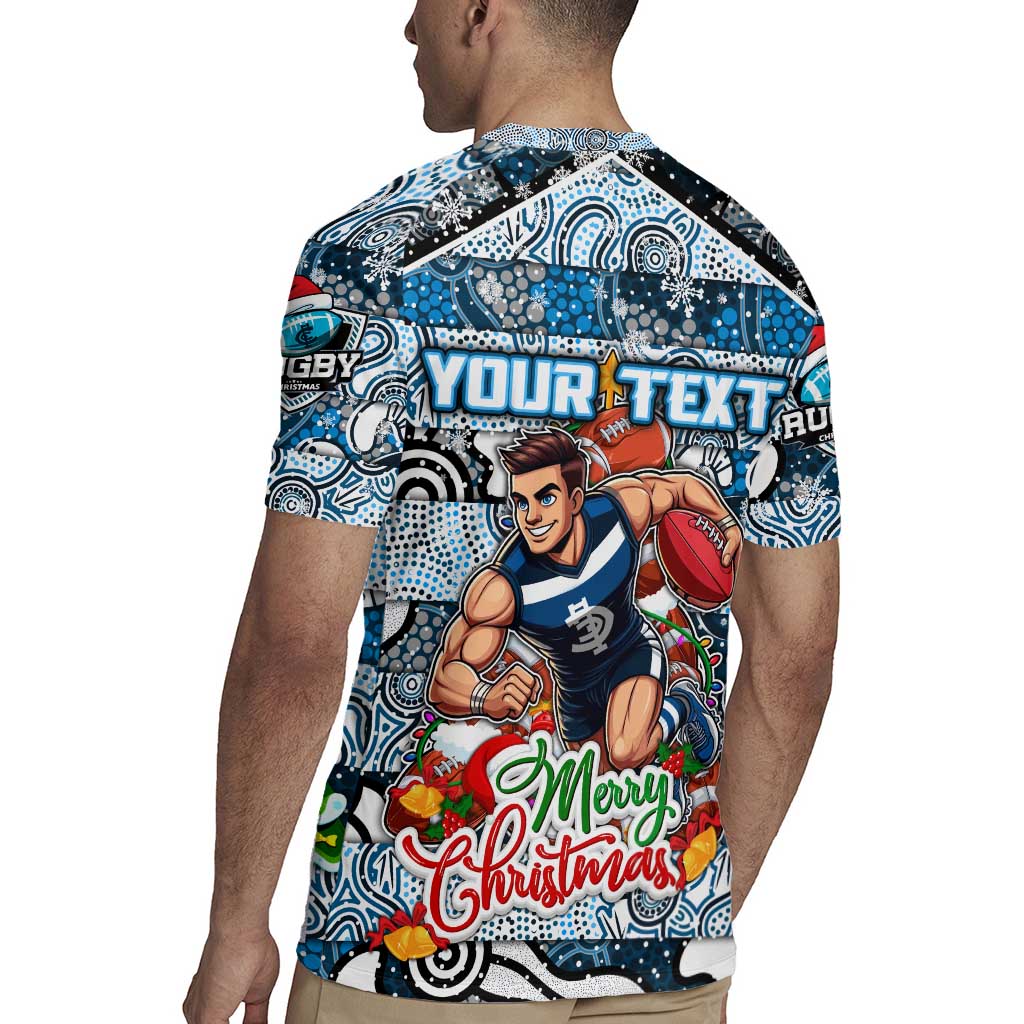 Custom Blues Rugby Merry Christmas Rugby Jersey Indigenous Australian Art