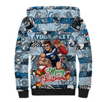 Custom Blues Rugby Merry Christmas Sherpa Hoodie Indigenous Australian Art