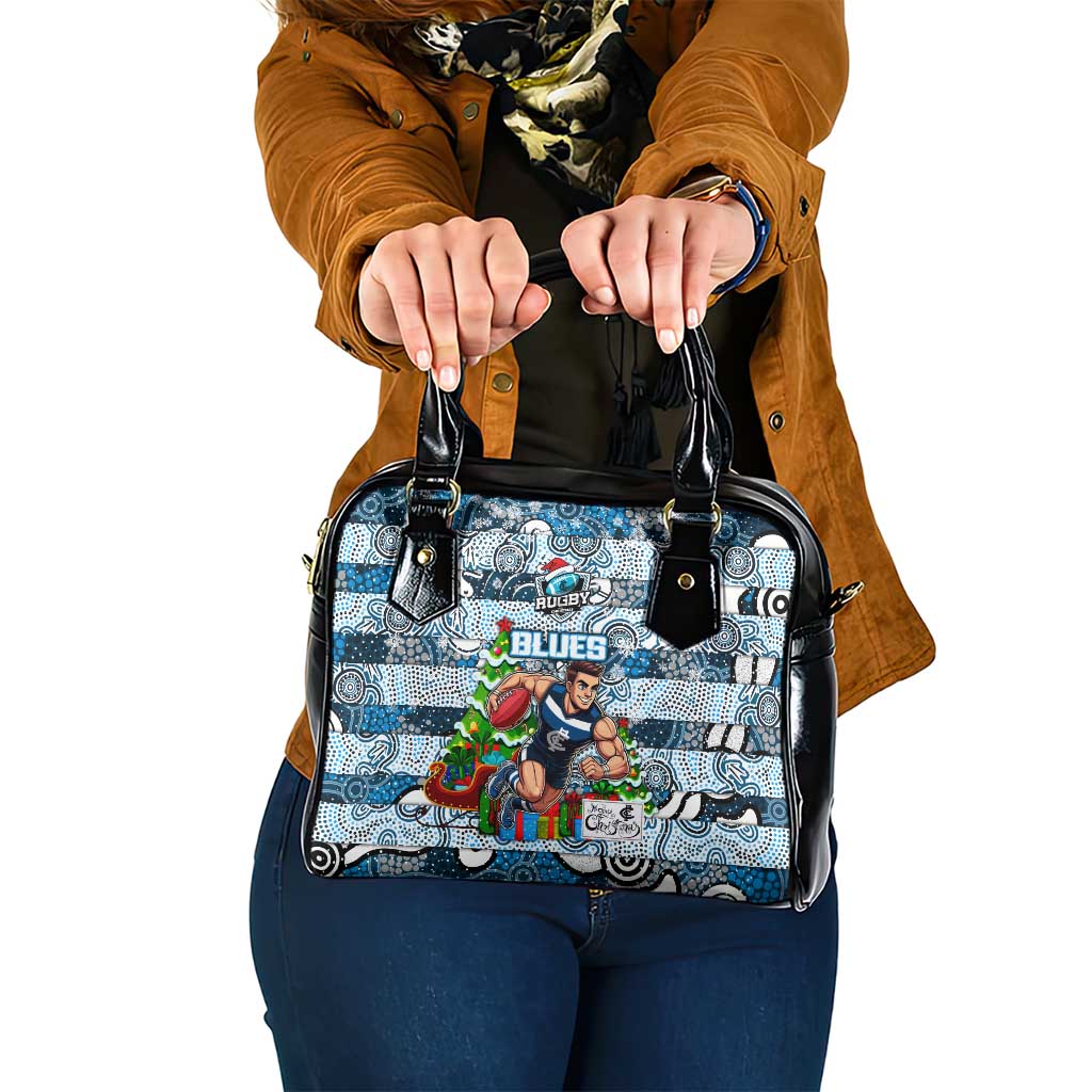 Blues Football Merry Christmas Shoulder Handbag Indigenous Australian Art