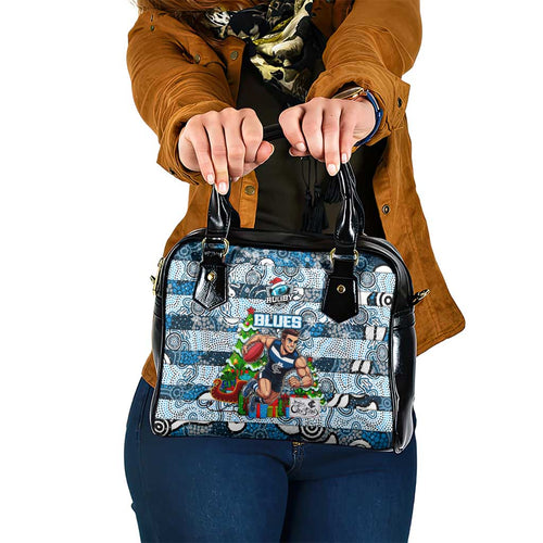 Blues Football Merry Christmas Shoulder Handbag Indigenous Australian Art
