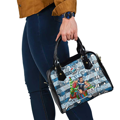 Blues Football Merry Christmas Shoulder Handbag Indigenous Australian Art