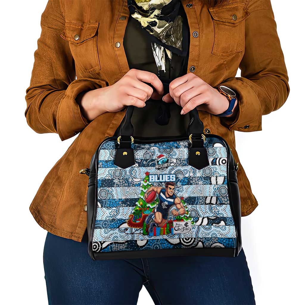 Blues Football Merry Christmas Shoulder Handbag Indigenous Australian Art