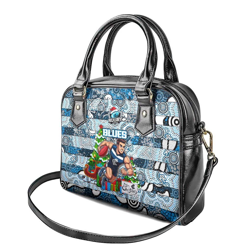 Blues Football Merry Christmas Shoulder Handbag Indigenous Australian Art