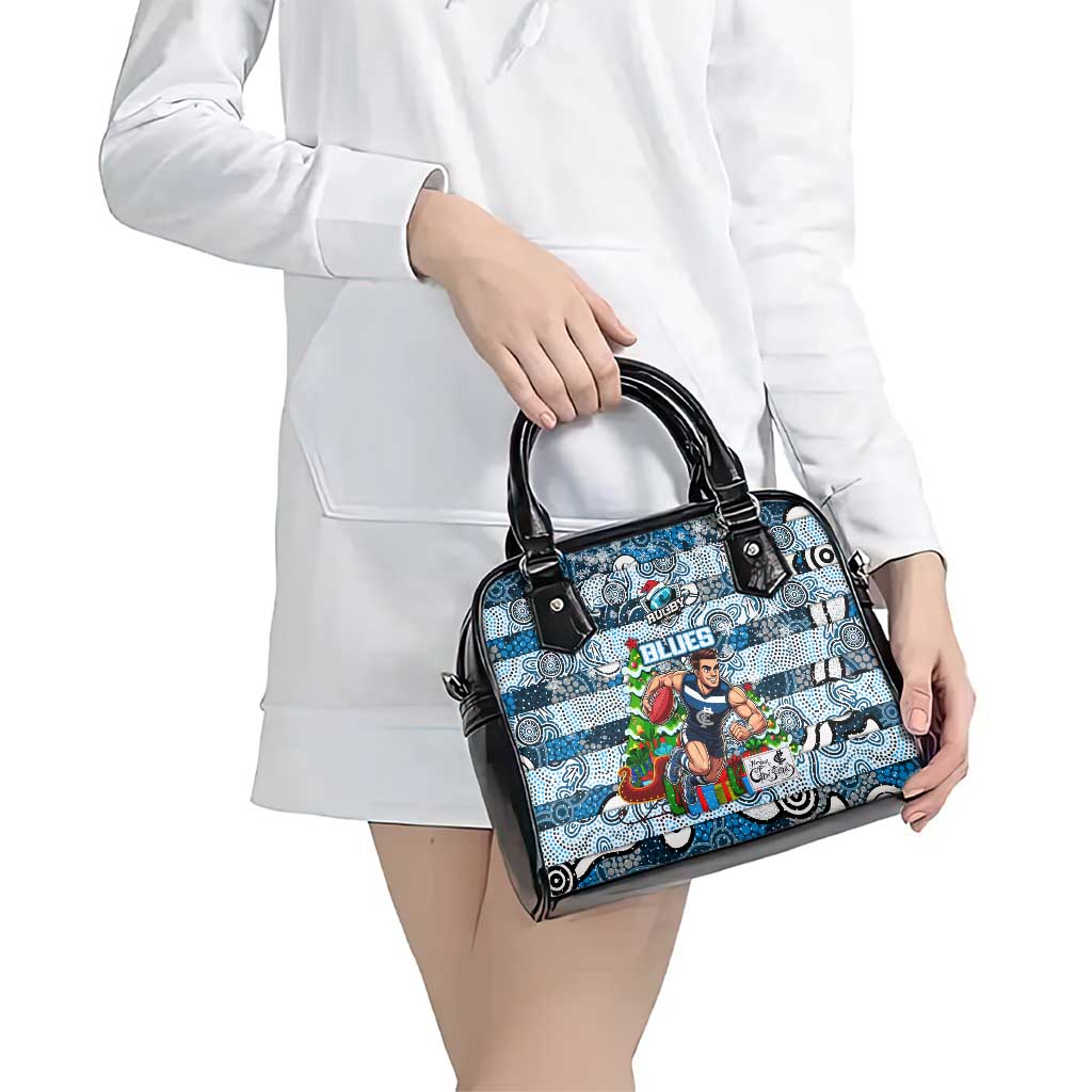 Blues Football Merry Christmas Shoulder Handbag Indigenous Australian Art