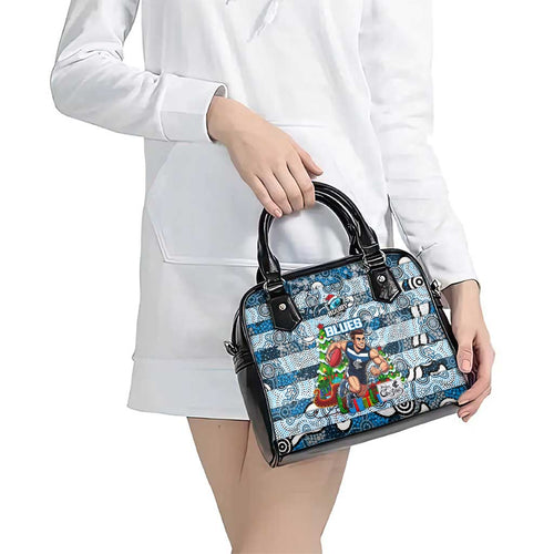 Blues Football Merry Christmas Shoulder Handbag Indigenous Australian Art