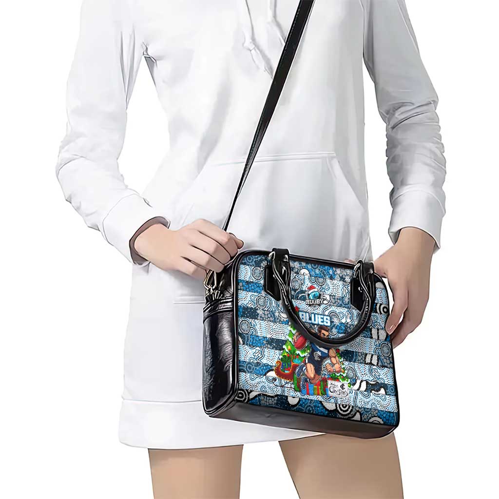 Blues Football Merry Christmas Shoulder Handbag Indigenous Australian Art