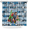 Blues Football Merry Christmas Shower Curtain Indigenous Australian Art