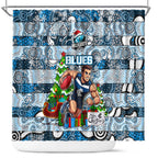Blues Football Merry Christmas Shower Curtain Indigenous Australian Art