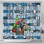 Blues Football Merry Christmas Shower Curtain Indigenous Australian Art