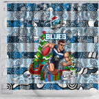 Blues Football Merry Christmas Shower Curtain Indigenous Australian Art
