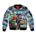 Custom Blues Rugby Merry Christmas Sleeve Zip Bomber Jacket Indigenous Australian Art