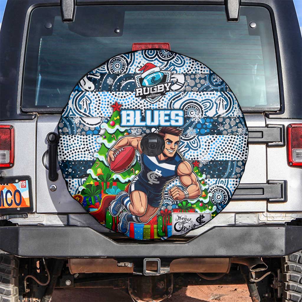 Blues Football Merry Christmas Spare Tire Cover Indigenous Australian Art