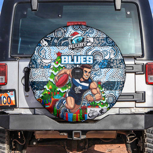 Blues Football Merry Christmas Spare Tire Cover Indigenous Australian Art