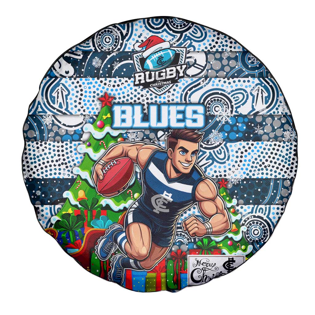 Blues Football Merry Christmas Spare Tire Cover Indigenous Australian Art