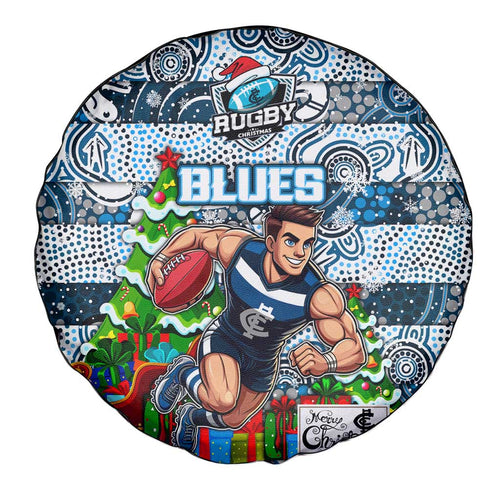 Blues Football Merry Christmas Spare Tire Cover Indigenous Australian Art