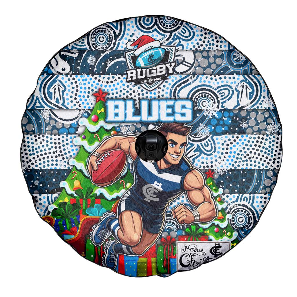 Blues Football Merry Christmas Spare Tire Cover Indigenous Australian Art