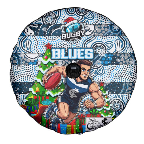 Blues Football Merry Christmas Spare Tire Cover Indigenous Australian Art
