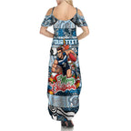 Custom Blues Rugby Merry Christmas Summer Maxi Dress Indigenous Australian Art