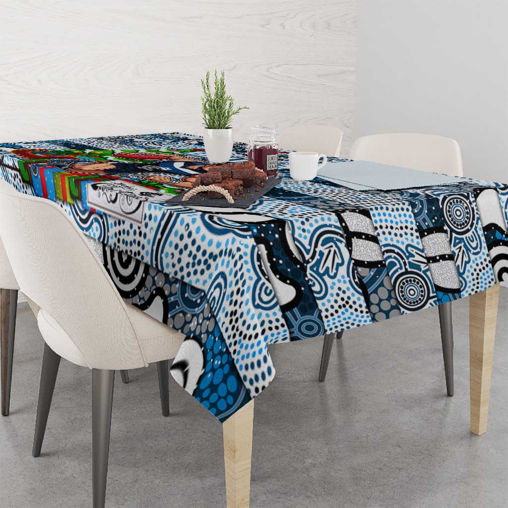 Blues Football Merry Christmas Tablecloth Indigenous Australian Art