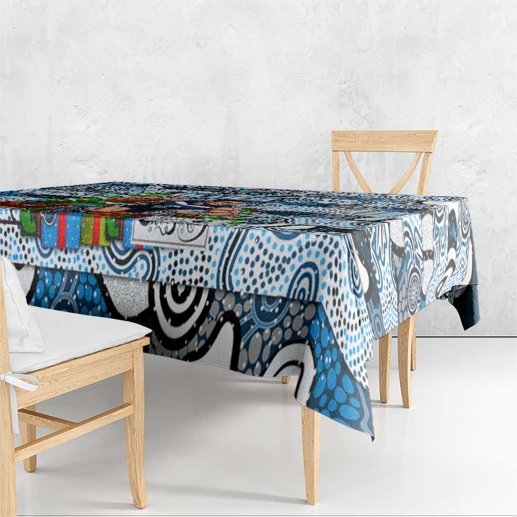 Blues Football Merry Christmas Tablecloth Indigenous Australian Art