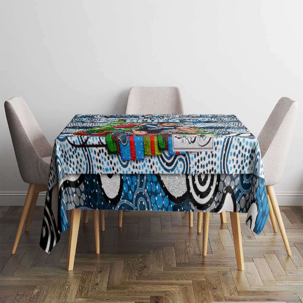 Blues Football Merry Christmas Tablecloth Indigenous Australian Art