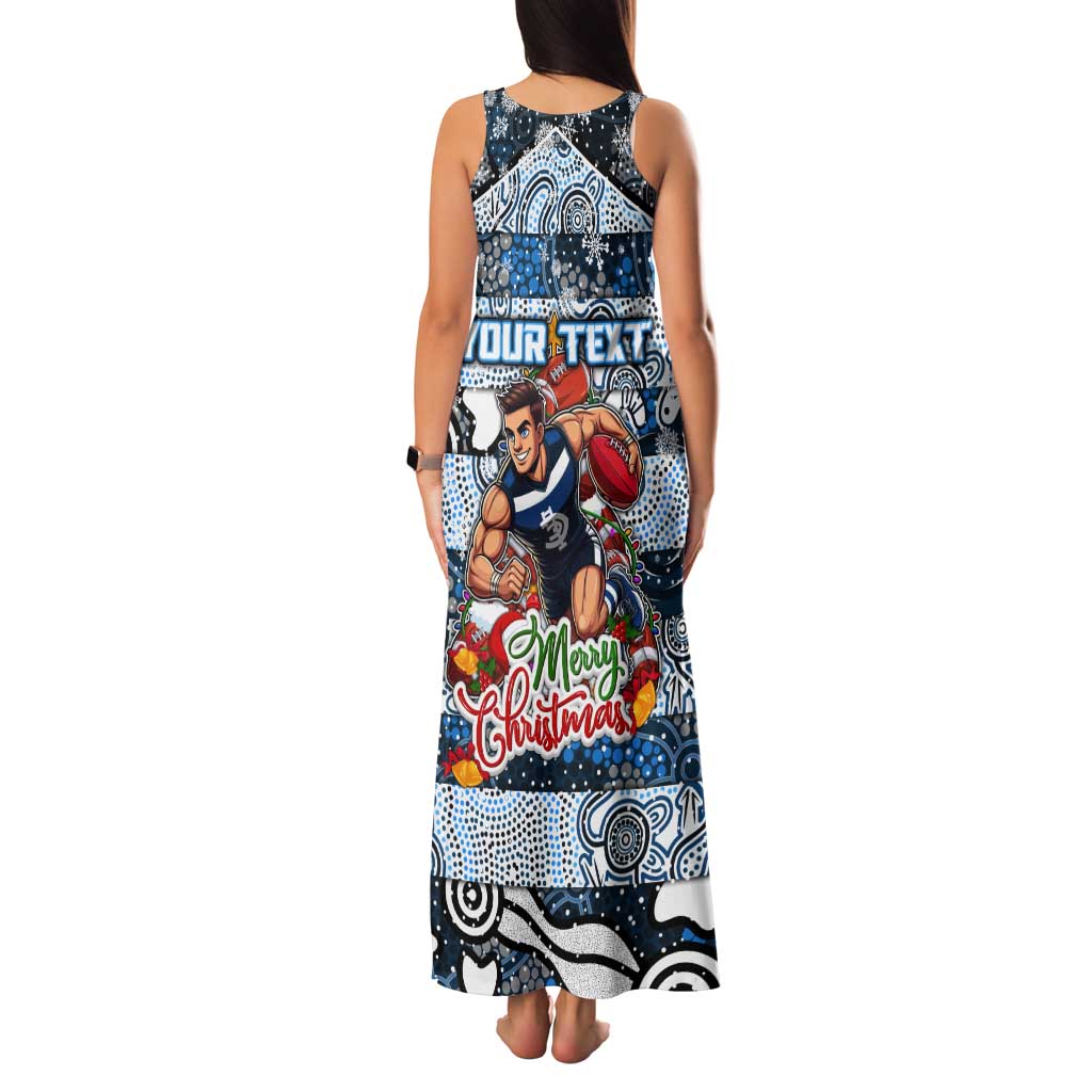 Custom Blues Rugby Merry Christmas Tank Maxi Dress Indigenous Australian Art