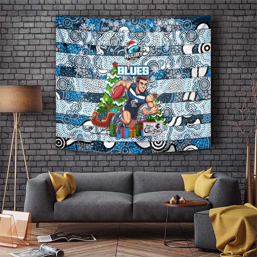 Blues Football Merry Christmas Tapestry Indigenous Australian Art