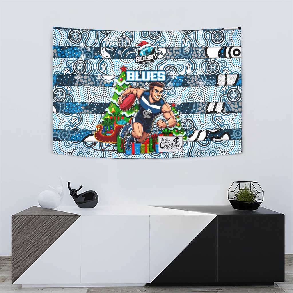 Blues Football Merry Christmas Tapestry Indigenous Australian Art