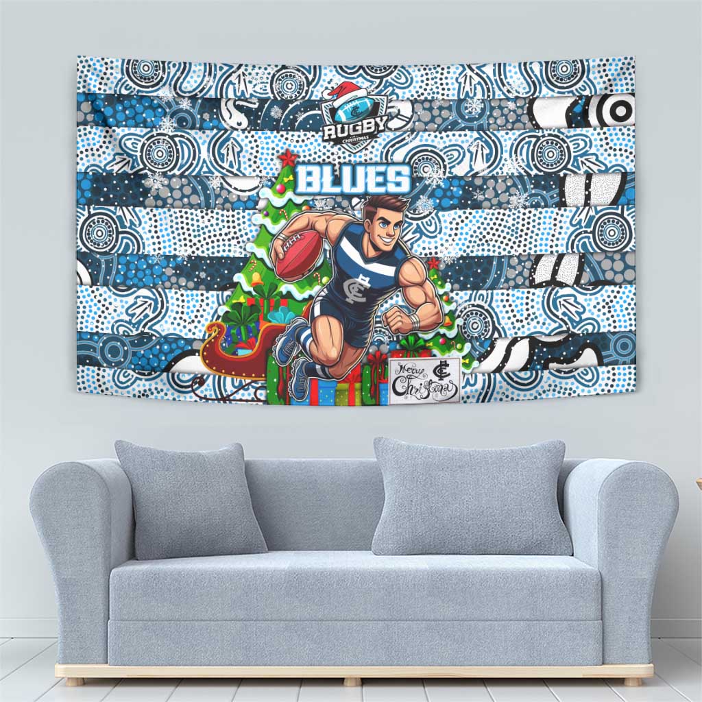 Blues Football Merry Christmas Tapestry Indigenous Australian Art