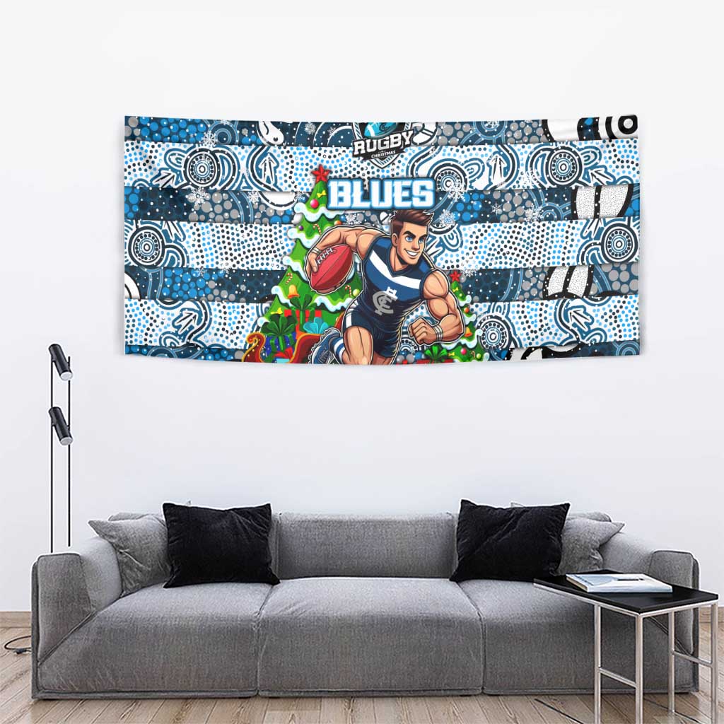 Blues Football Merry Christmas Tapestry Indigenous Australian Art