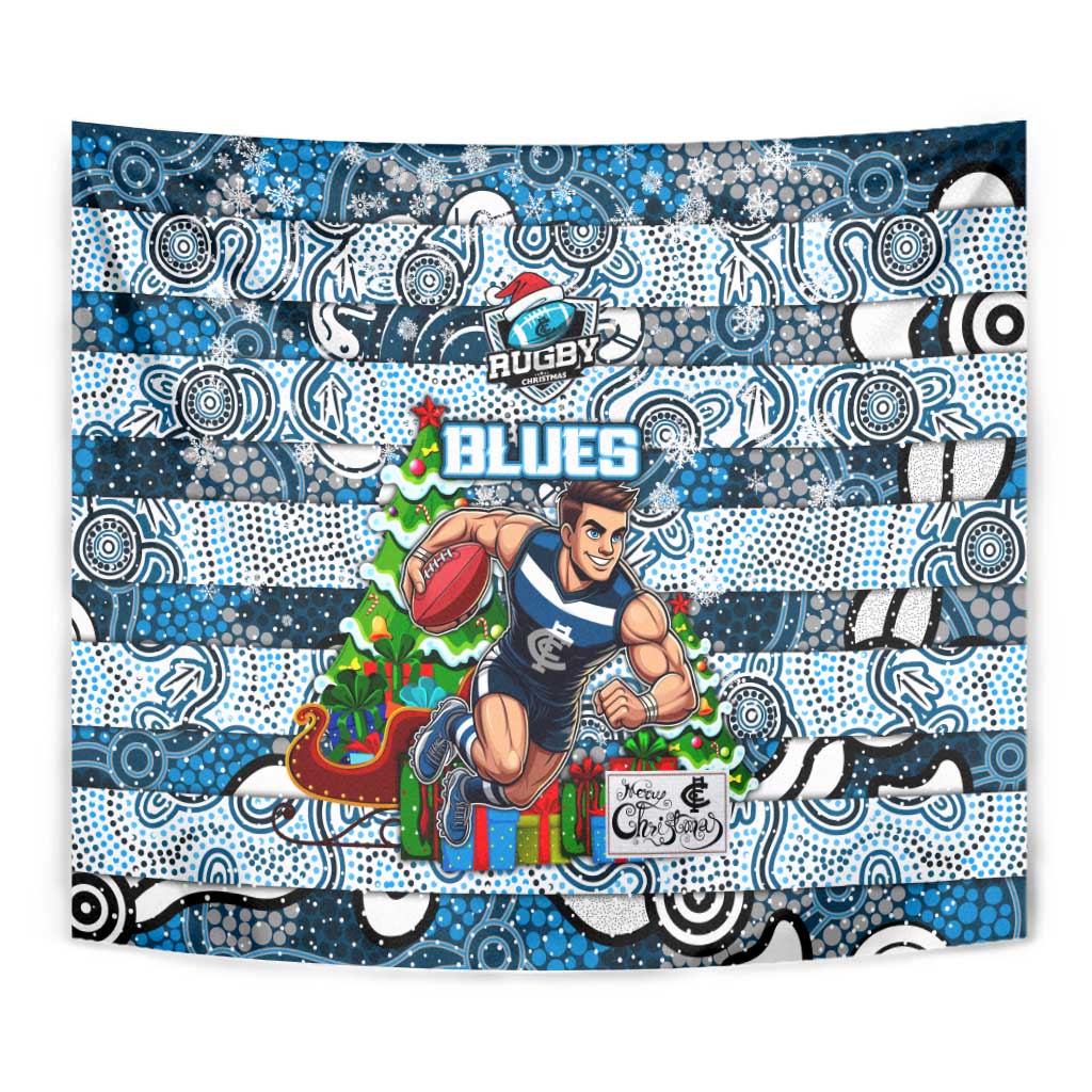 Blues Football Merry Christmas Tapestry Indigenous Australian Art