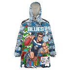 Custom Blues Rugby Merry Christmas Wearable Blanket Hoodie Indigenous Australian Art
