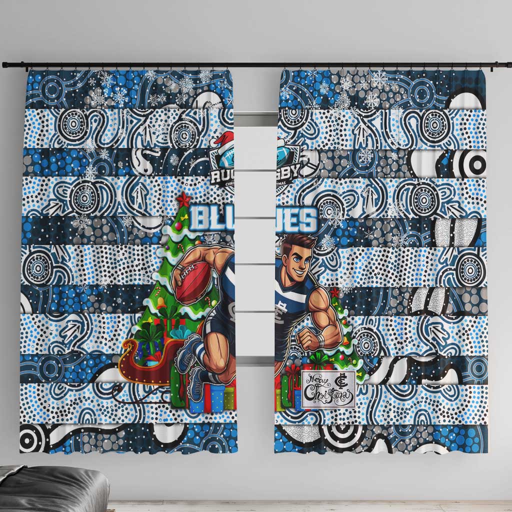 Blues Football Merry Christmas Window Curtain Indigenous Australian Art