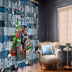 Blues Football Merry Christmas Window Curtain Indigenous Australian Art