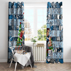 Blues Football Merry Christmas Window Curtain Indigenous Australian Art