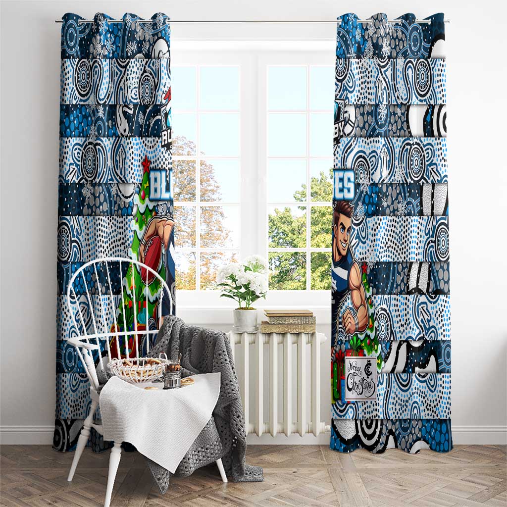 Blues Football Merry Christmas Window Curtain Indigenous Australian Art