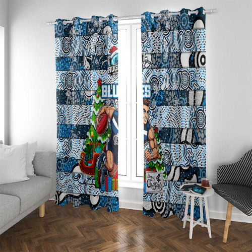 Blues Football Merry Christmas Window Curtain Indigenous Australian Art